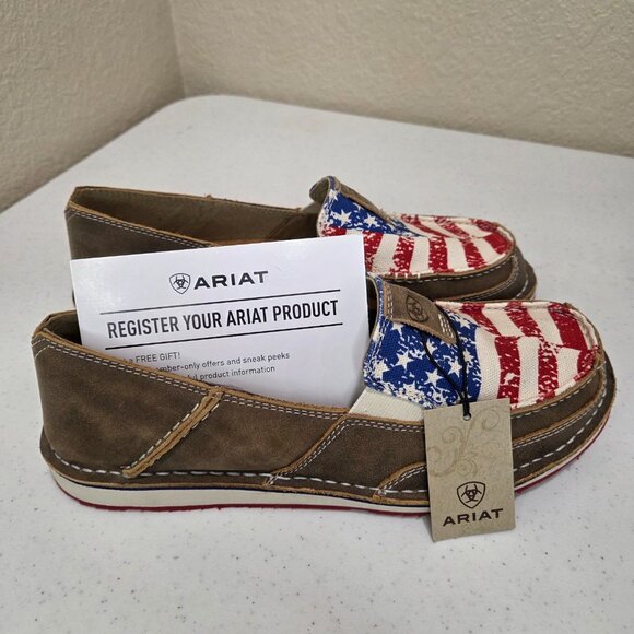 Ariat Shoes Women's Size 10 Leather Loafer Slip On Canvas Cruiser New In Box - Picture 7 of 12